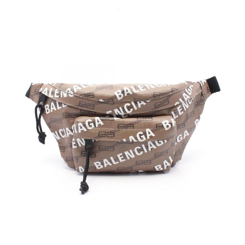 BALENCIAGA・バッグ・SIGNATURE BELTPACK ボディバッグ PVC グレーブラウン ホワイト ダークブラウン