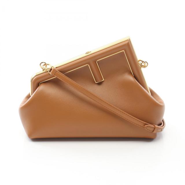 FENDI・バッグ・ファースト スモール クラッチバッグ ショルダーバッグ レザー ライトブラウン 2WAY