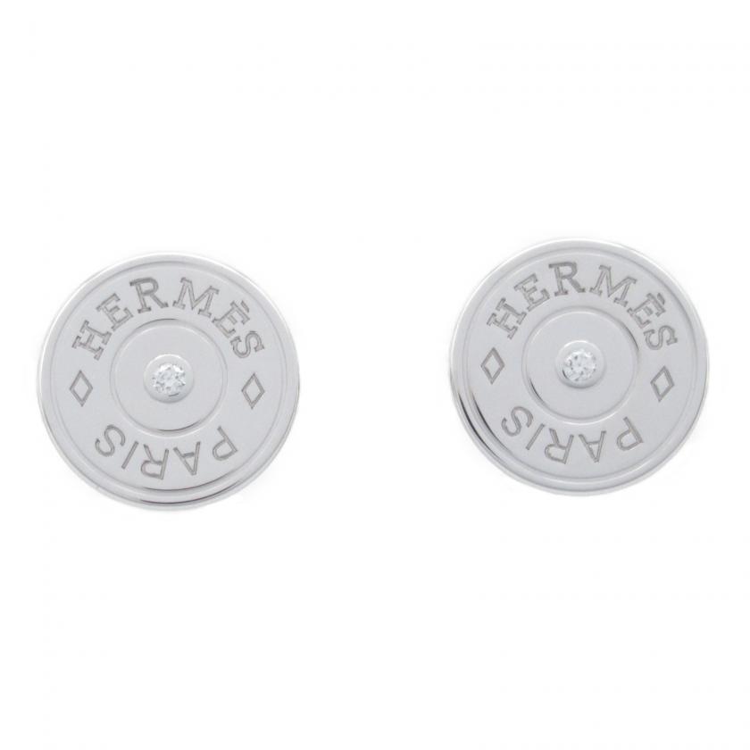 HERMES・アクセサリー・ガンバード クルー・ド・セル セリエピアス ピアス K18WG（ホワイトゴールド） ダイヤモンド クリア