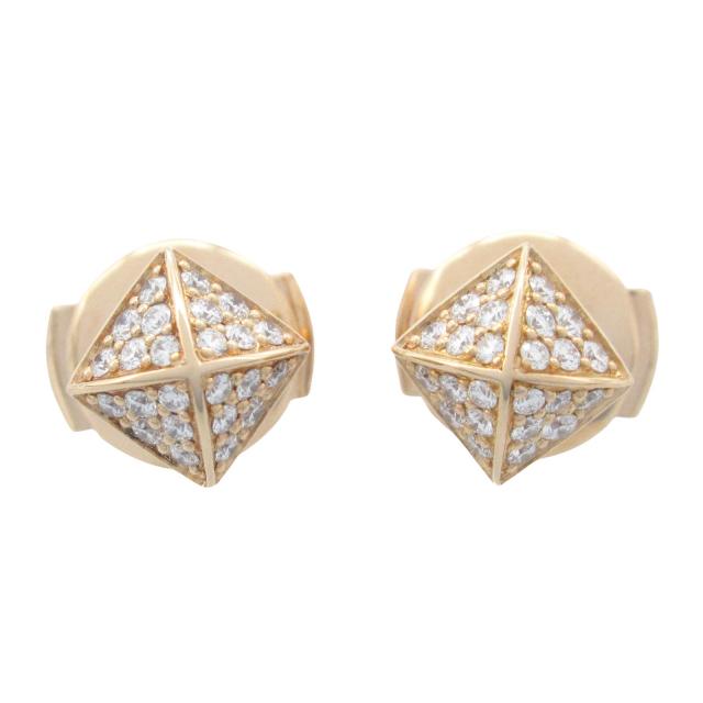 HERMES・アクセサリー・クルー ドゥ H ダイヤ ピアス ピアス K18PG（ピンクゴールド） ダイヤモンド クリア