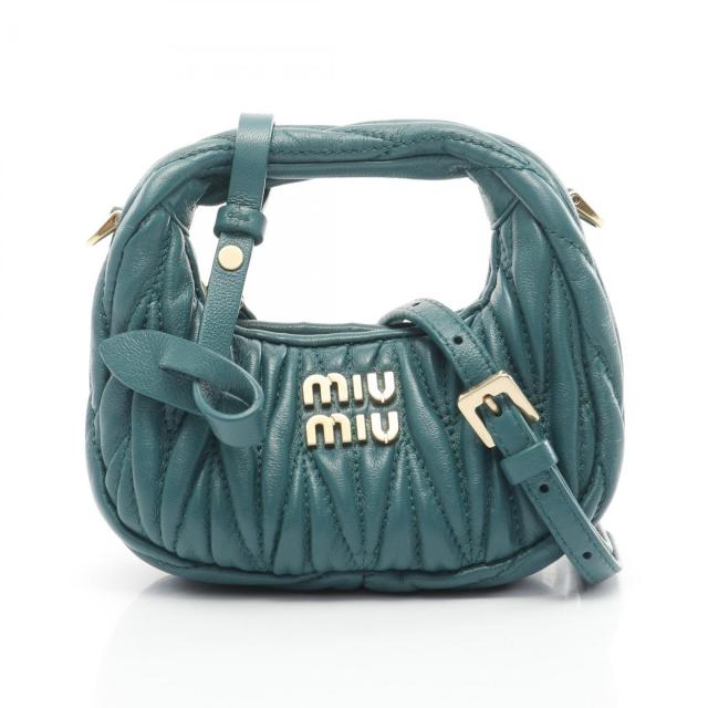 miu miu・バッグ・ワンダー マテラッセ マイクロホーボーバッグ ハンドバッグ レザー ブルーグリーン 2WAY