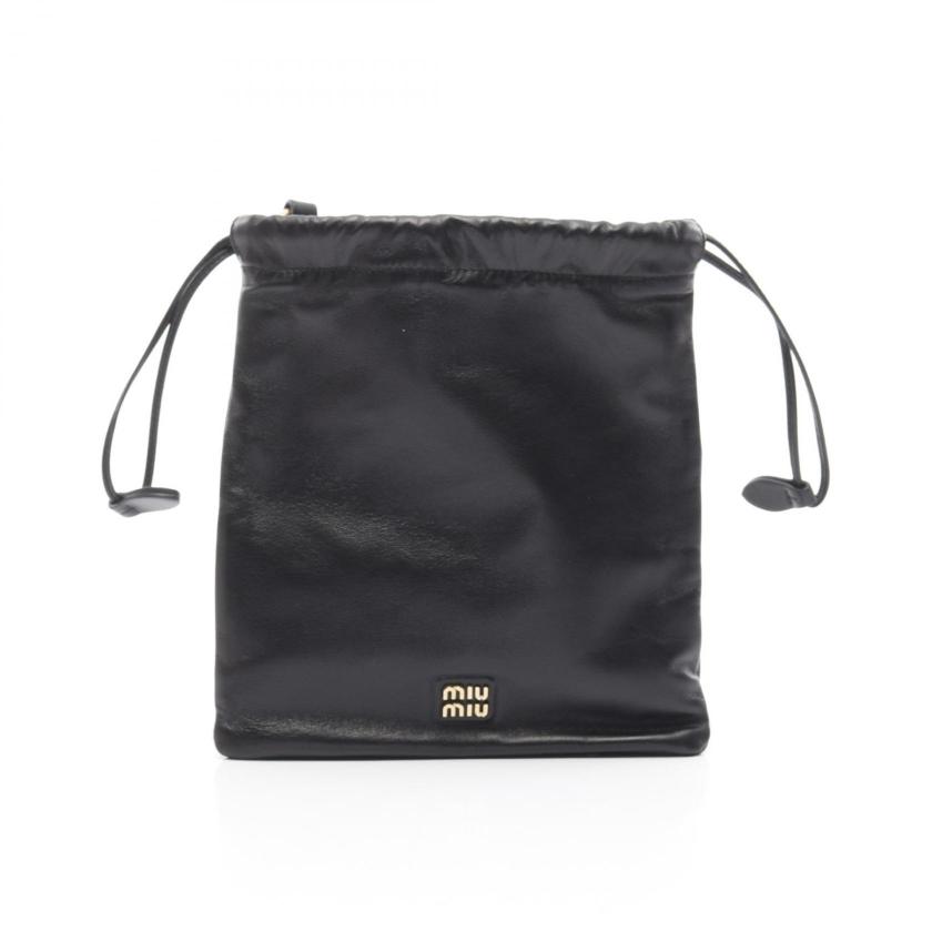miu miu・財布・小物・NAPPA ポーチ レザー ブラック 巾着