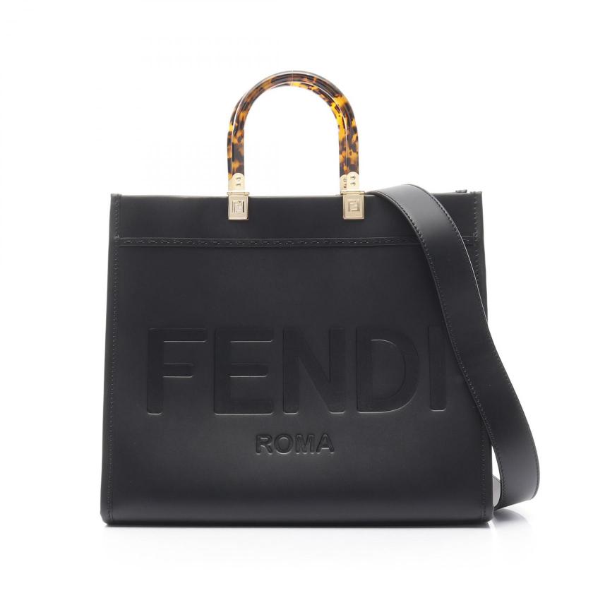 FENDI・バッグ・SUNSHINE MEDIUM サンシャイン ミディアム ハンドバッグ トートバッグ レザー ブラック 2WAY