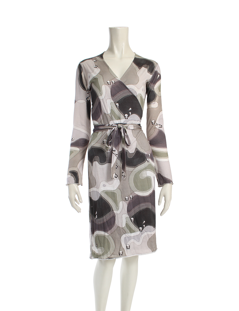ルシアンペラフィネ Lucien Pellat Finet ラップワンピース スカル柄 コットン グレー カーキ 白 ハイブランド ブランド専門の中古通販サイト
