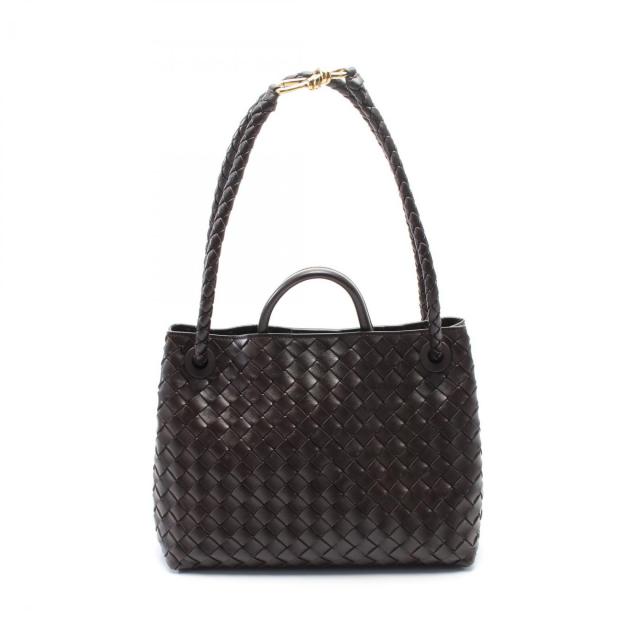 BOTTEGA VENETA・バッグ・イントレチャート アンディアーモ ミディアム ショルダーバッグ トートバッグ レザー ダークブラウン 2WAY