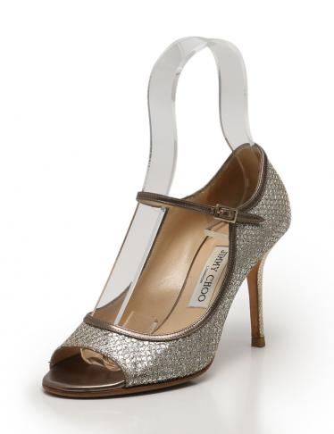 JIMMY CHOO グリッターオープントゥヒール JIMMY CHOO グリッターオープントゥヒール JIMMY CHOO◎オープン