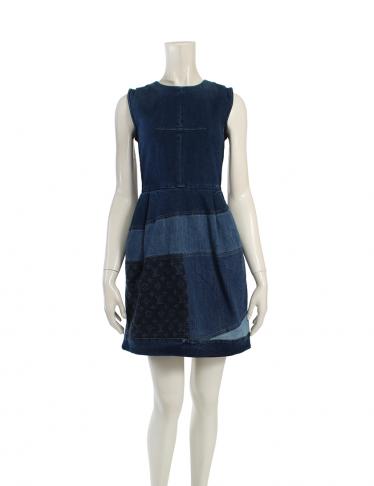 ルイヴィトン ワンピース レディース34 デニム モノグラム パッチワーク LOUIS VUITTON・ワンピース・ ワンピース モノグラムデニム パッチ