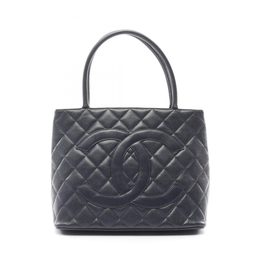 CHANEL・バッグ・復刻トート ハンドバッグ トートバッグ キャビアスキン ネイビー シルバー金具