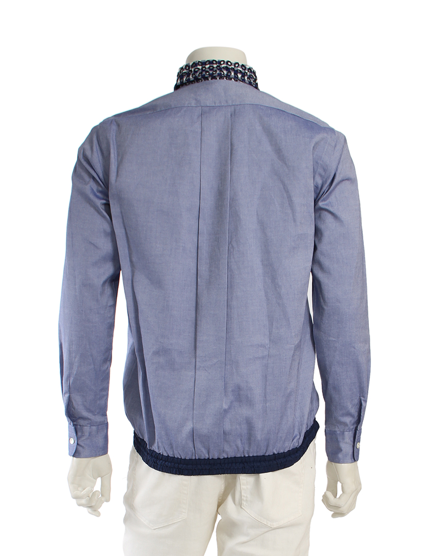 サカイ(Sacai)|シャツ|ドローコード付き|部分チェック|水色|ネイビー|白|ハイブランド・ブランド専門の中古通販サイト(154898) サカイ(Sacai)|シャツ|ドローコード付き|部分チェック|水色|ネイビー|白|ハイブランド・ブランド専門の中古通販サイト(154898)