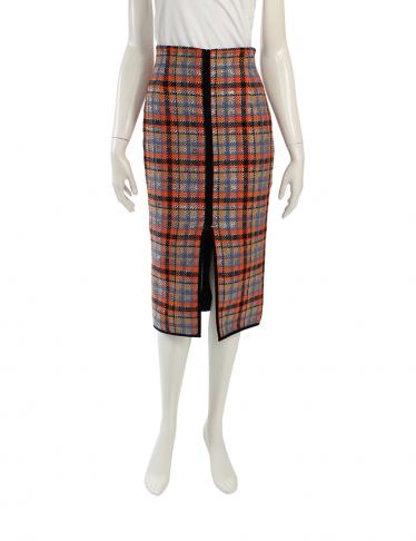 エムエスジーエム Msgm ペンシルスカート チェック 柄 ウール オレンジ ベージュ シルバー ハイブランド ブランド専門の中古通販サイト