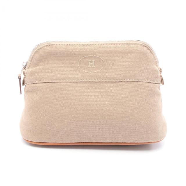 HERMES・財布・小物・ボリードポーチ20 コスメポーチ キャンバス ベージュ シルバー金具