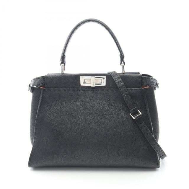 FENDI・バッグ・ピーカブー レギュラー セレリア ハンドバッグ レザー ブラック 2WAY