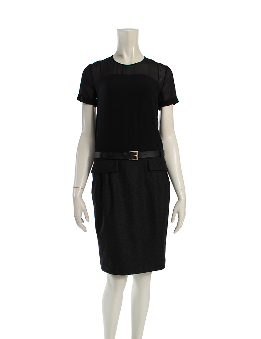 グッチ Gucci ワンピース シースルー ウール 黒 ダークグレー ハイブランド ブランド専門の中古通販サイト