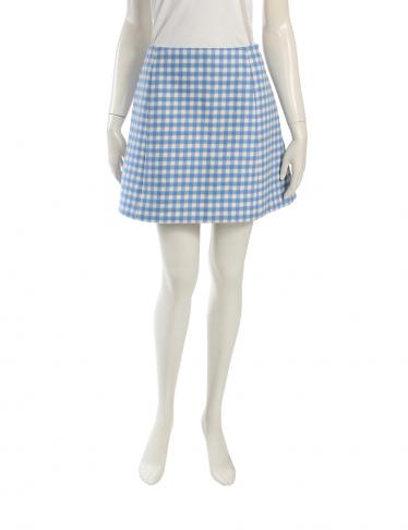 PRADA・ボトムス・ スカート ギンガムチェック ウール 水色 白｜【公式