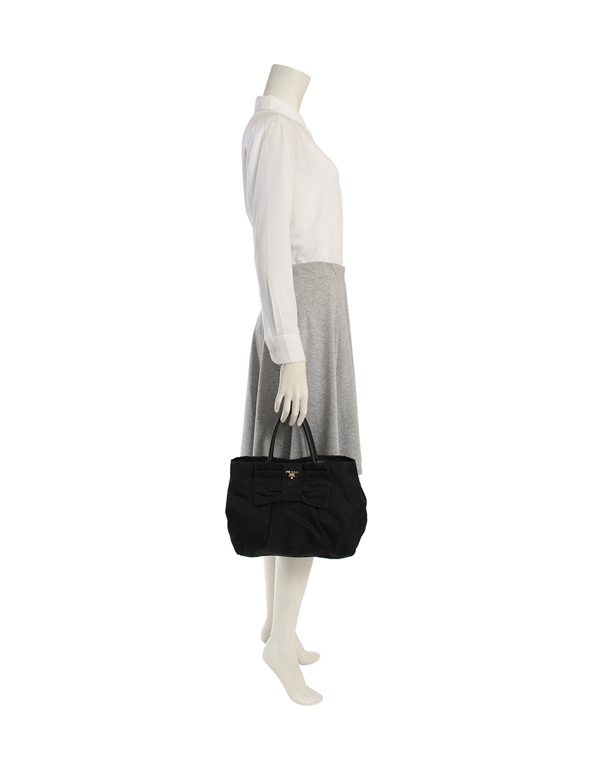 プラダ(PRADA)|トートバッグ|リボン|ナイロン|レザー|黒|ハイ ...