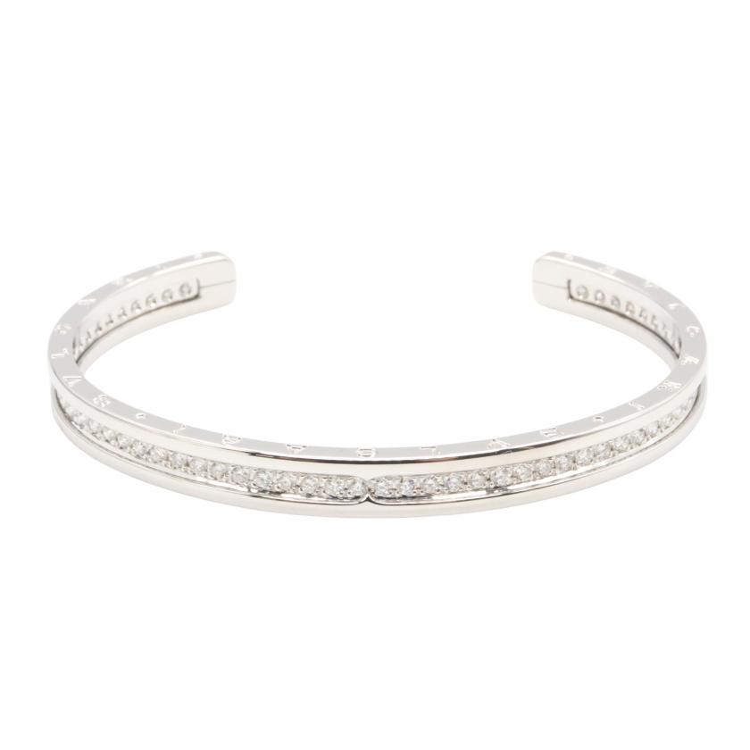 BVLGARI・アクセサリー・ブルガリブルガリ オープン ブレス ダイヤ バングル K18WG（ホワイトゴールド） ダイヤモンド クリア