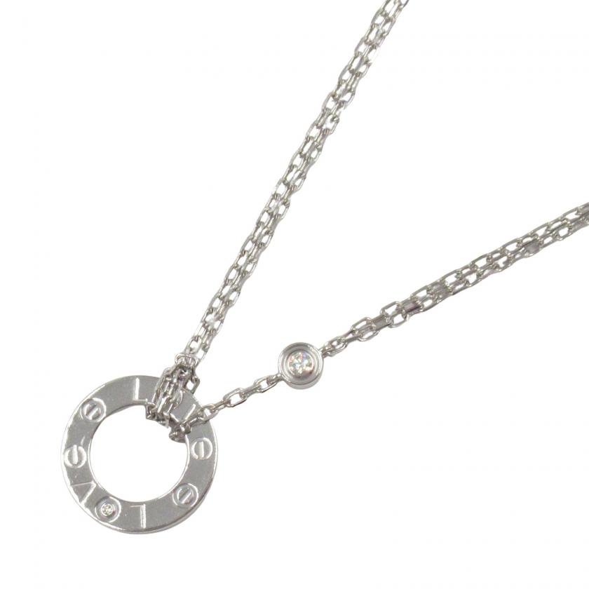 Cartier・アクセサリー・ラブサークル ネックレス 2PD ネックレス K18WG（ホワイトゴールド） ダイヤモンド クリア