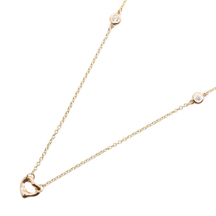 TIFFANY & Co.・アクセサリー・オープンハートネックレス2PD ネックレス K18PG（ピンクゴールド） ダイヤモンド クリア