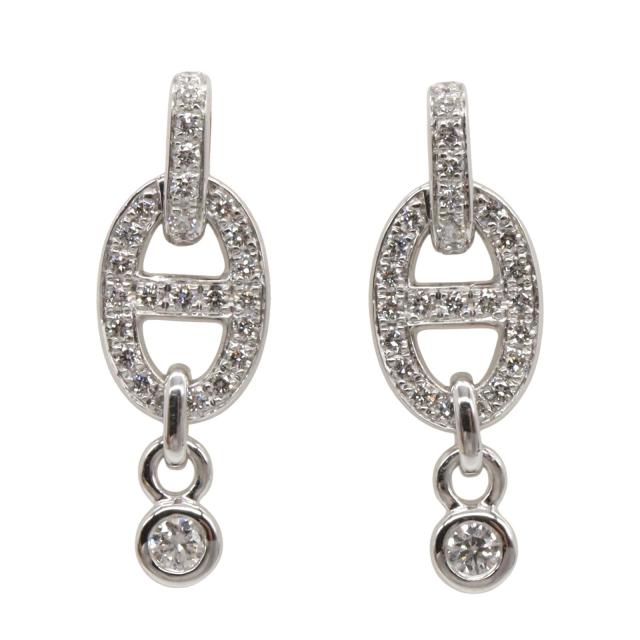 HERMES・アクセサリー・シェーヌダンクルドロップピアス ダイヤ ピアス K18WG（ホワイトゴールド） ダイヤモンド クリア
