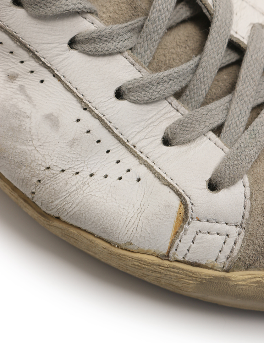 ゴールデングース Golden Goose Superster スニーカー ダメージ加工 レザー 白 緑 ハイブランド ブランド専門の中古通販サイト
