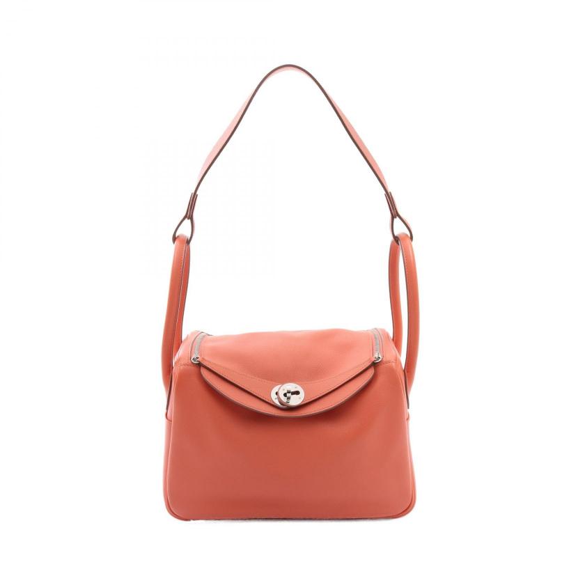 HERMES・バッグ・リンディ26 ショルダーバッグ エバーカラー コーラルピンク シルバー金具 □R刻印