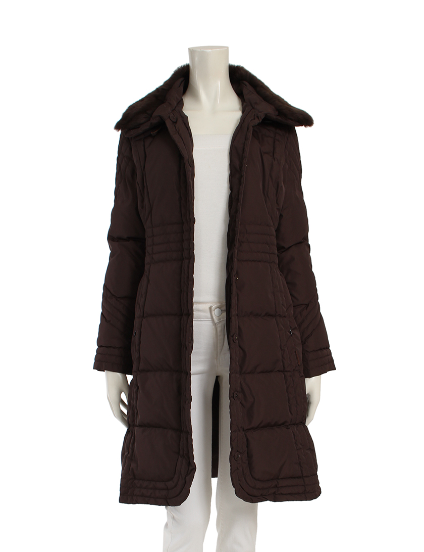 モンクレール(MONCLER)ダウンコート|ファー付き||ダークブラウン|茶タグ|ハイブランド・ブランド専門の中古通販サイト(168915)