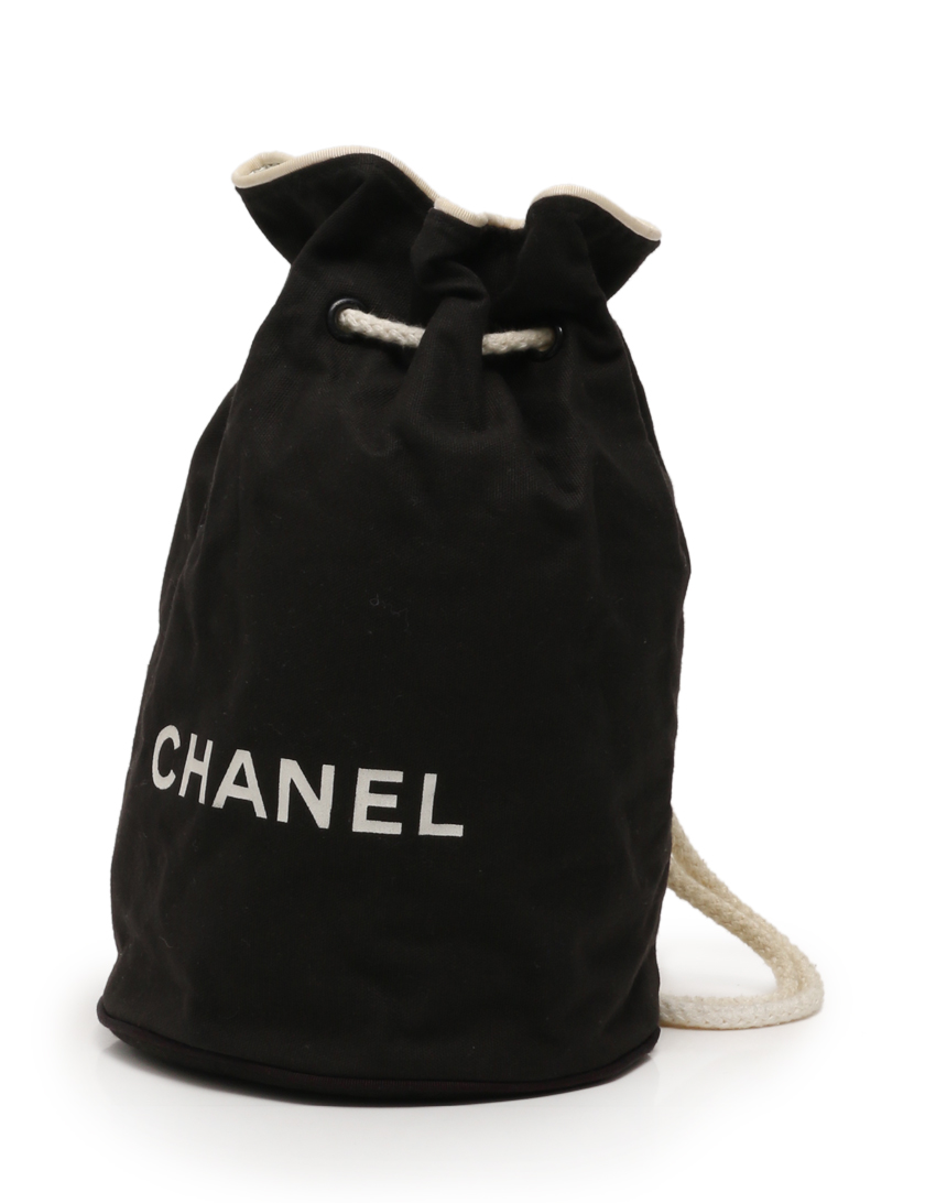 シャネル(CHANEL)|ショルダーバッグ|巾着|キャンバス|黒|白|ハイブランド・ブランド専門の中古通販サイト(170827)
