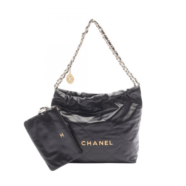 CHANEL・バッグ・マトラッセ シャネル22 スモール チェーンショルダーバッグ レザー ブラック ゴールド金具