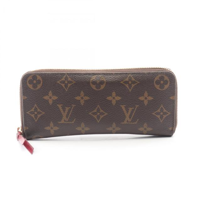 LOUIS VUITTON・財布・小物・ポルトフォイユ クレマンス モノグラム フューシャ ラウンドファスナー長財布 PVC レザー ブラウン ピンクパープル
