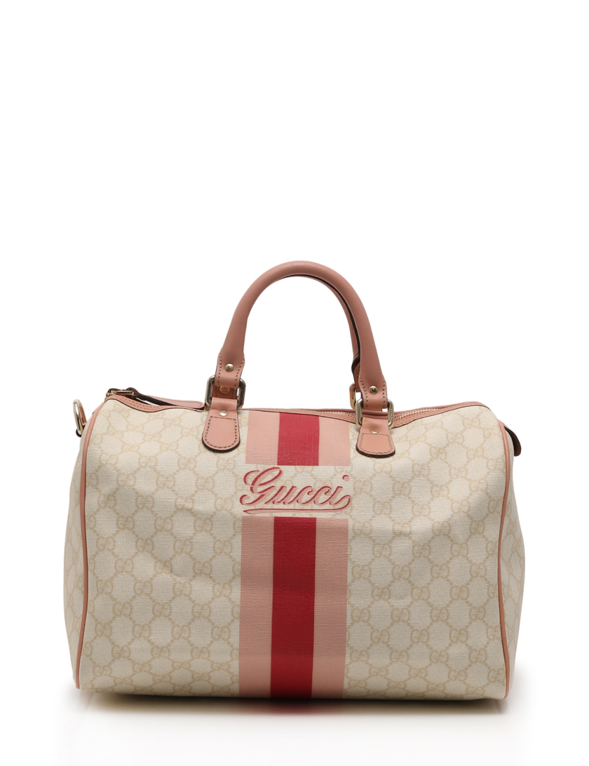 グッチ(GUCCI)GGプラス|ミニボストンバッグ|PVC|レザー|アイボリー|ピンク|赤|ハイブランド・ブランド専門の中古通販サイト(171854)