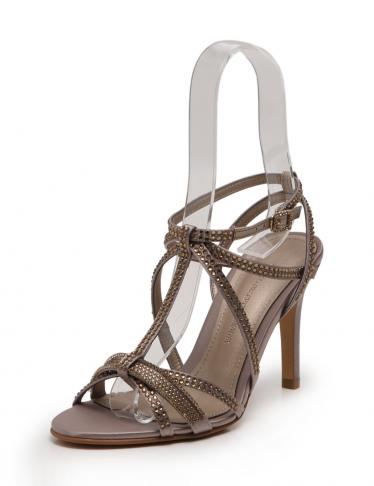 グレースコンチネンタル Grace Continental サンダル ラインストーン ベージュ 茶 ハイブランド ブランド専門の中古通販サイト