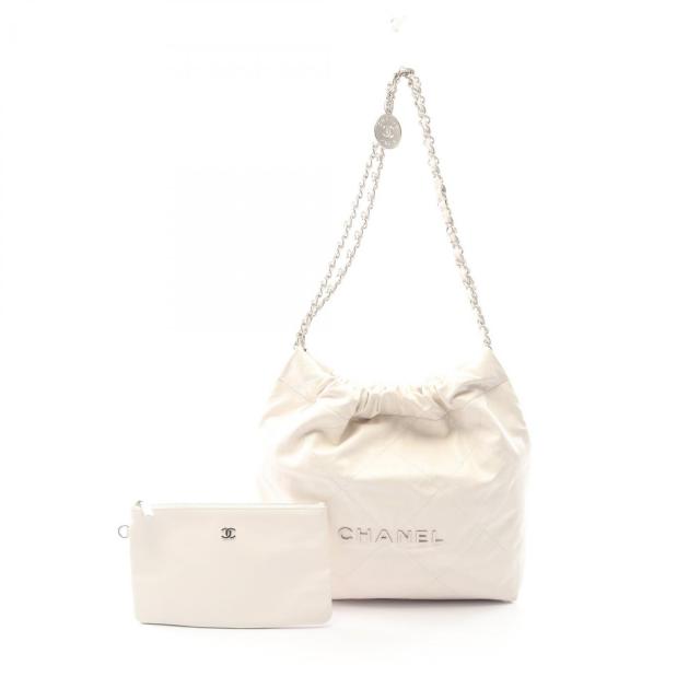 CHANEL・バッグ・マトラッセ シャネル22 スモール チェーンショルダーバッグ レザー ホワイト シルバー金具