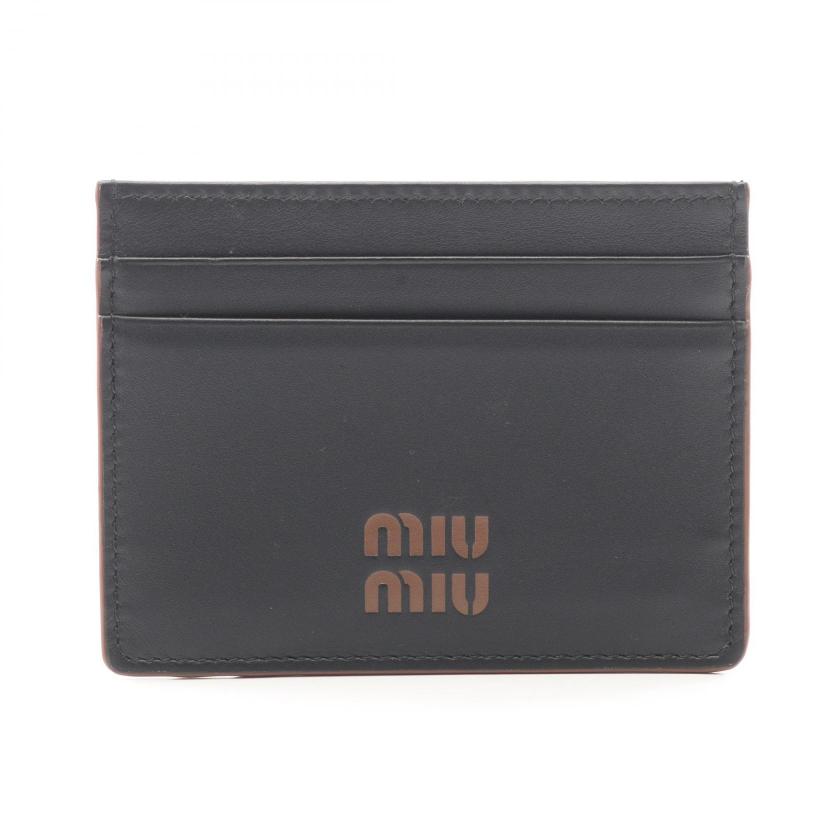 miu miu・財布・小物・FINE CALF LOGO カードケース レザー ブラック