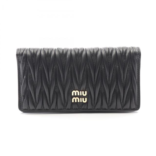 miu miu・財布・小物・マテラッセ 二つ折り長財布 レザー ブラック