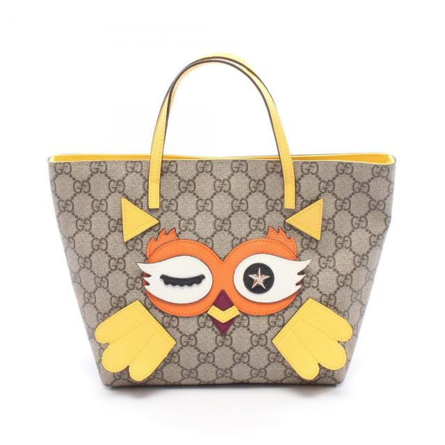 GUCCI・バッグ・チルドレンズ GGスプリーム ハンドバッグ PVC レザー ベージュ イエロー マルチカラー