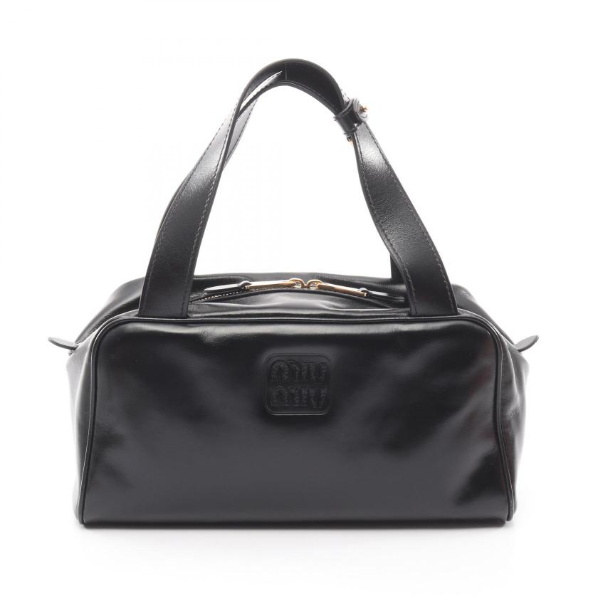 miu miu・バッグ・SOFTY SHINE ハンドバッグ レザー ブラック
