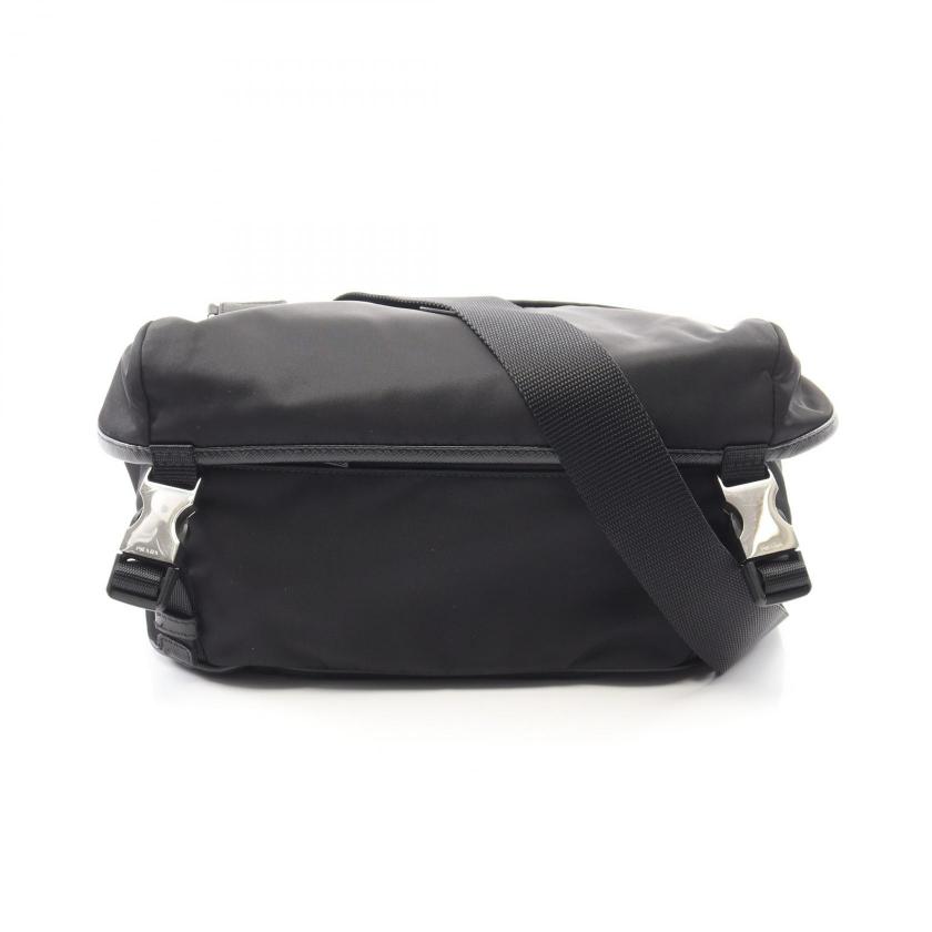 PRADA・バッグ・Re-Nylon ショルダーバッグ ナイロン サフィアーノレザー ブラック