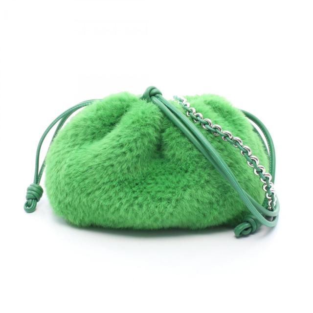 LOEWE・バッグ・フラメンコパース チェーンショルダーバッグ フェイクファー レザー グリーン