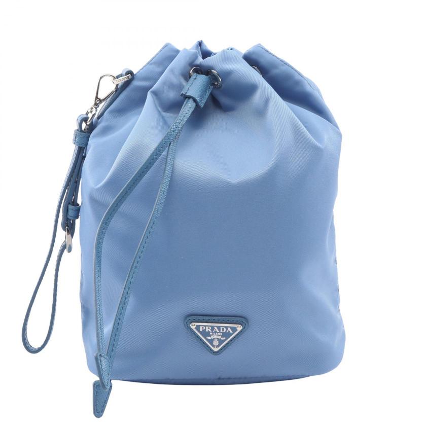 PRADA・財布・小物・Re-Nylon VELA ポーチ ナイロン サフィアーノレザー ライトブルー