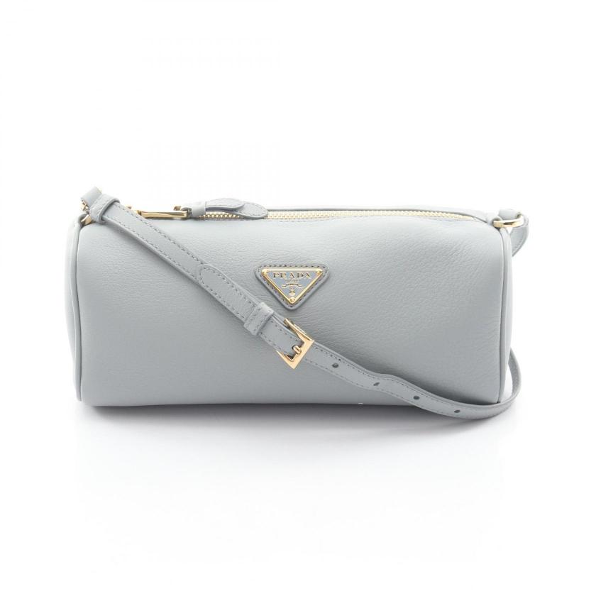 PRADA・バッグ・SOFT GRAIN ショルダーバッグ レザー ブルーグレー