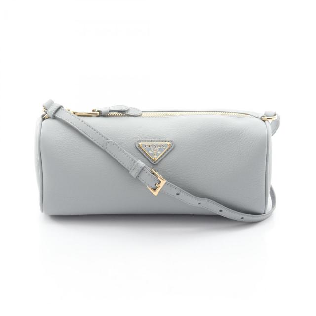 PRADA・バッグ・SOFT GRAIN ショルダーバッグ レザー ブルーグレー