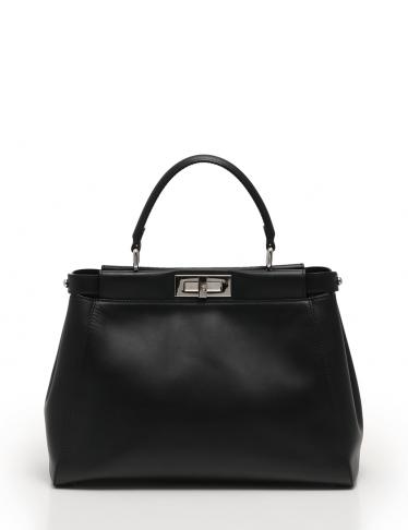 ほぼ未使用品★フェンディ ピーカブー モンスター ブラック ハンドバッグ FENDI・バッグ・ピーカブー モンスター ハンドバッグ レザー パイソン
