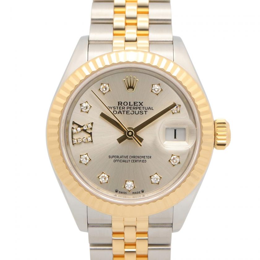 ROLEX・時計・デイトジャスト 28 9P/IXダイヤ レディース 腕時計 自動巻き K18（イエローゴールド） ステンレススチール ダイヤモンド シルバー ランダム番