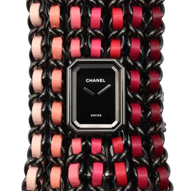 CHANEL・時計・プルミエール カフ BLUSH レディース 腕時計 クオーツ ステンレススチール レザー ブラック
