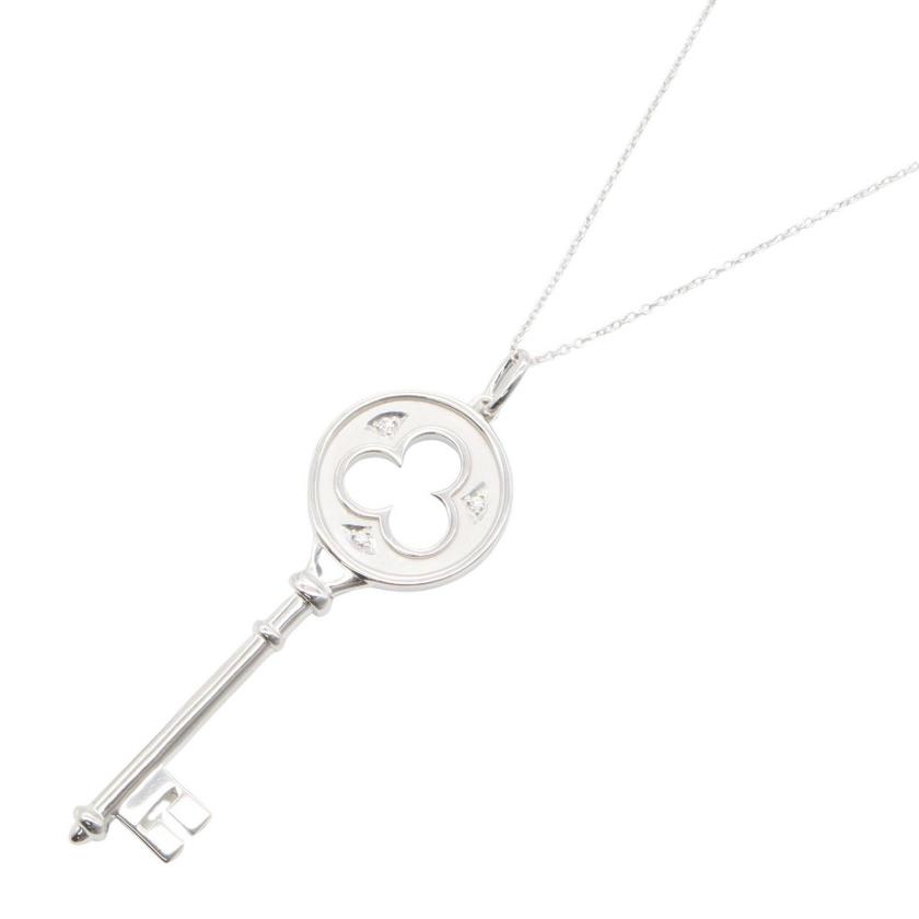 TIFFANY & Co.・アクセサリー・クローバー キー ペンダント ダイヤ ネックレス ネックレス ダイヤモンド K18WG ホワイトゴールド クリア