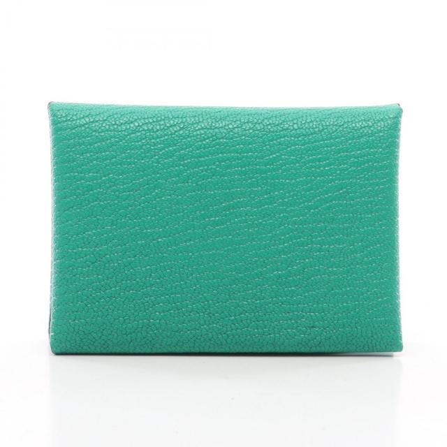 HERMES・財布・小物・カルヴィデュオ バンブー/ローズダーリン コインケース シェーブル グリーン ライトピンク シルバー金具 U刻印