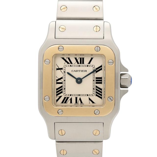 Cartier・時計・サントス ガルベ SM レディース 腕時計 クオーツ K18（イエローゴールド） ステンレススチール アイボリー