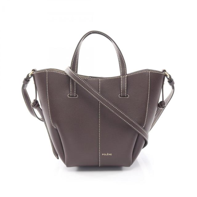 POLENE・バッグ・Cyme Tote Nano シム トート ナノ 2WAY ハンドバッグ トートバッグ レザー ダークブラウン
