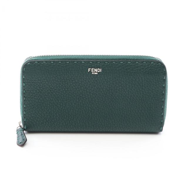 FENDI・財布・小物・セレリア ラウンドファスナー長財布 レザー ダークグリーン