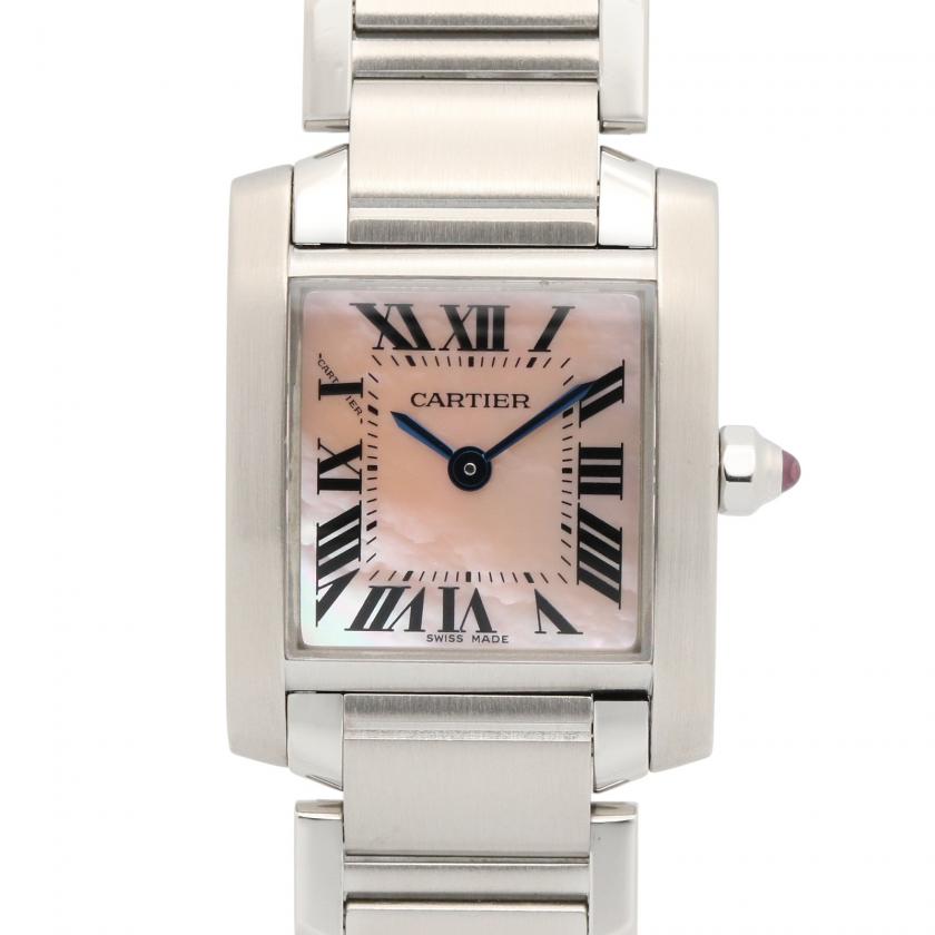 Cartier・時計・タンクフランセーズ SM レディース 腕時計 クオーツ ステンレススチール ピンク ピンクシェル